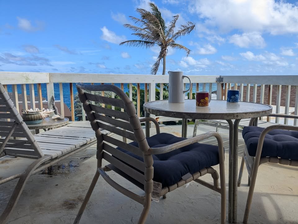 Morning coffee on the oceanfront lanai